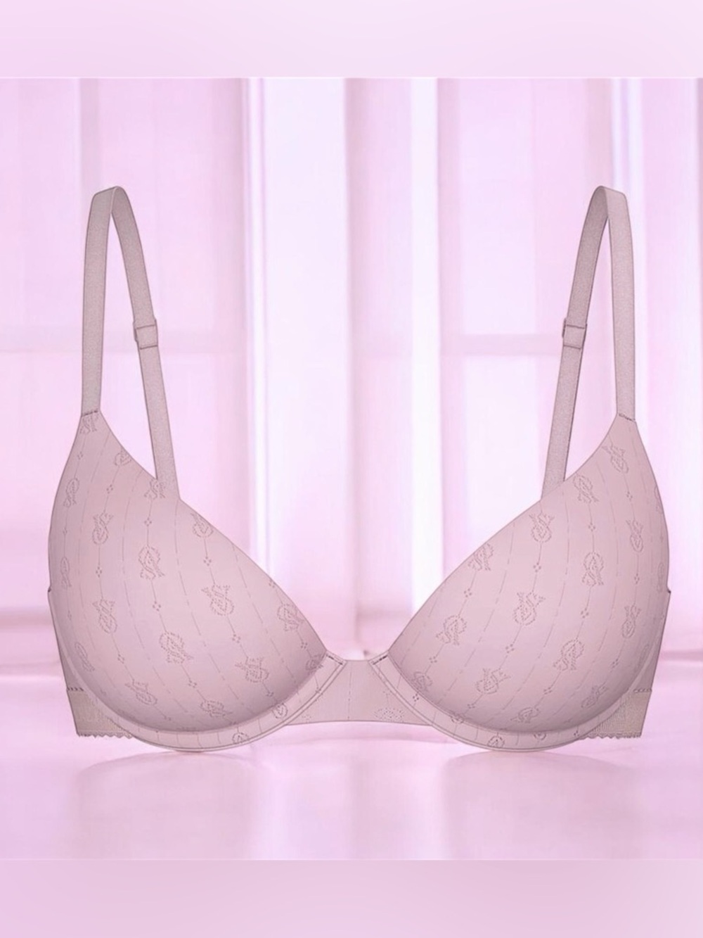 Victoria's Secret Pointelle Logo Lightly Lined Demi Bra 36C in Violet Pearl